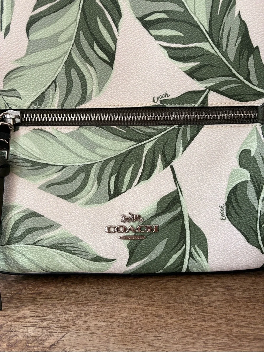 Coach Jordyn Backpack Banana Leaf Print,  Green / Chalk / Silver, 3962